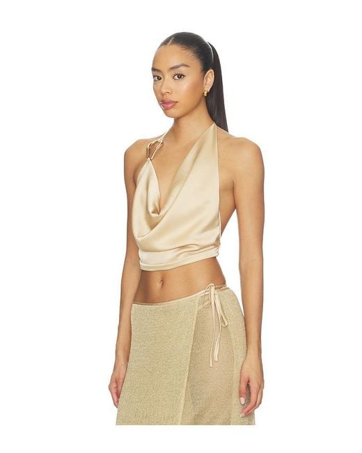 Tiger Mist Natural Cyrene Satin Cowl Top