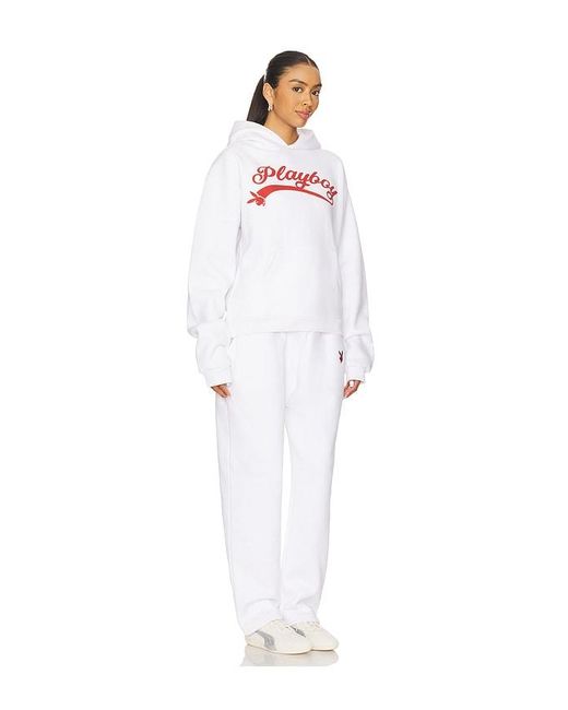 Playboy White Logo Hoodie And Sweatpant Set