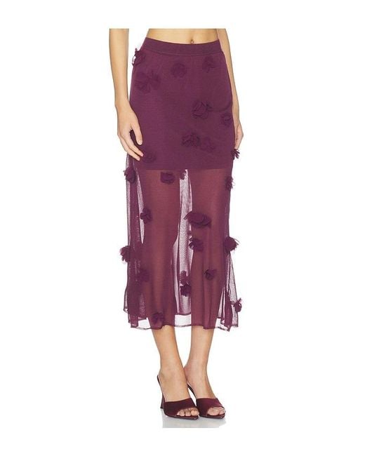 Jonathan Simkhai Purple Cora Floral Applique Midi Skirt
