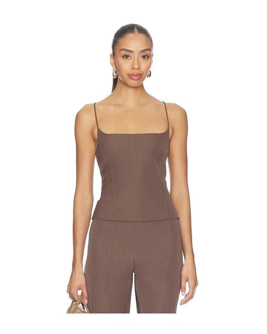 St. Agni Brown Silk Canvas Cami
