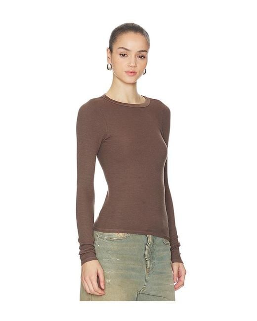 Enza Costa Brown Silk Rib Essential Crew
