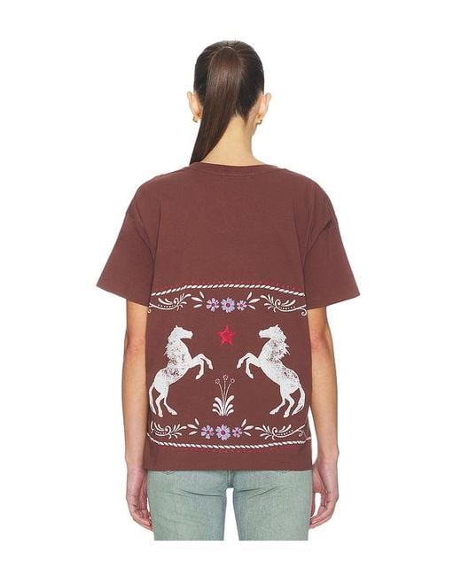 Daydreamer Red Floral Horse Patter Merch Tee