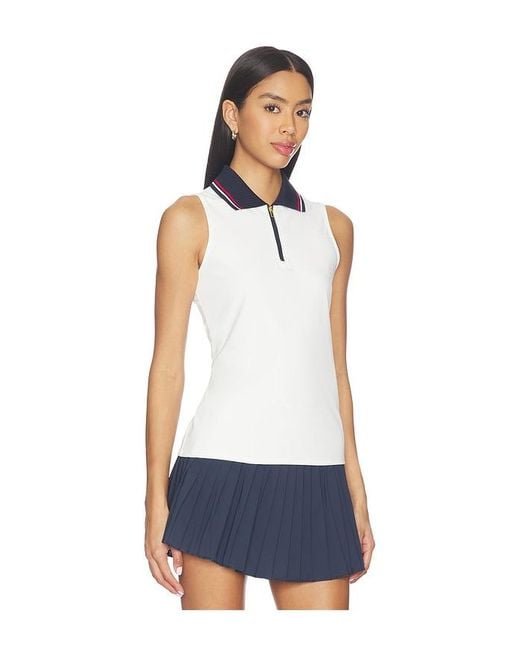 Gold Hinge White Zipper Polo Tank Top