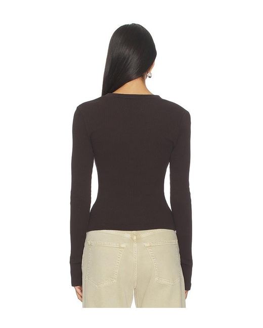 Citizens of Humanity Black Pilar Waffle Crewneck Top