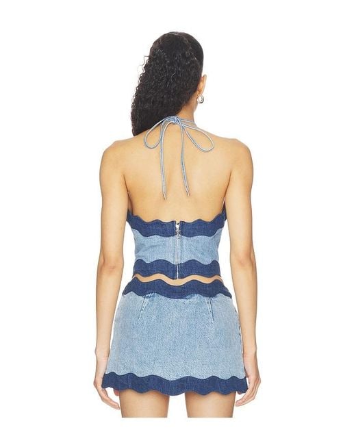 retroféte Blue Iselda Denim Top