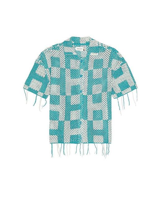 Honor The Gift Blue A-spring Unisex Crochet Button Down Shirt for men
