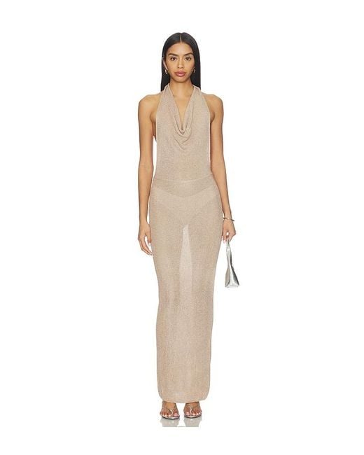 superdown Natural Brylee Knit Drape Maxi Dress