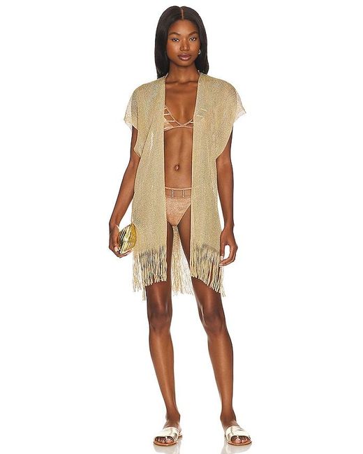 Luli Fama Natural Finge Short Caftan