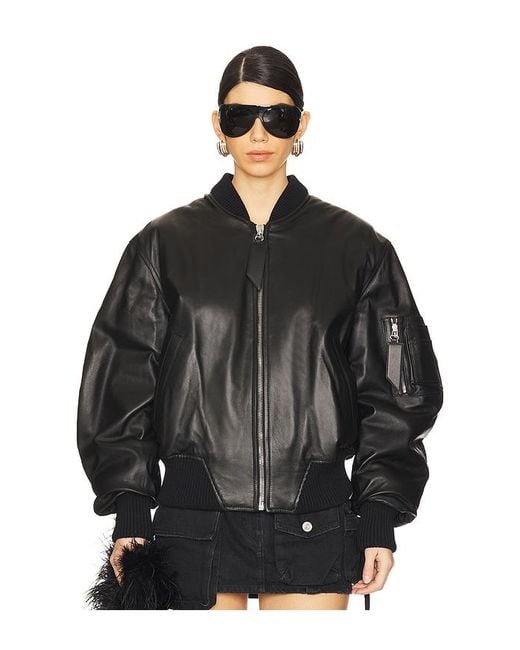 The Attico Black Anja Bomber Jacket
