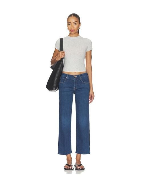 Mother Blue The Mid Rise Rambler Zip Flood Jeans