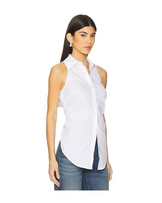 Simon Miller White Loch Sleeveless Poplin Button Up