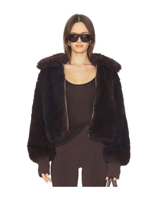 BY.DYLN Black Reese Faux Fur Bomber Jacket