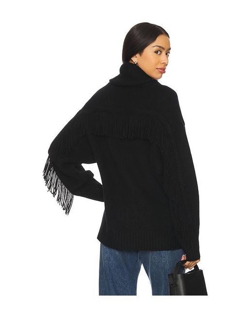 White + Warren Black Luxe Fringe Coatigan