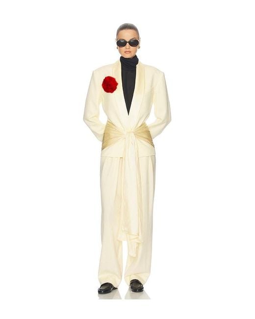 Helsa White High Waist Pleated Suit Trouser