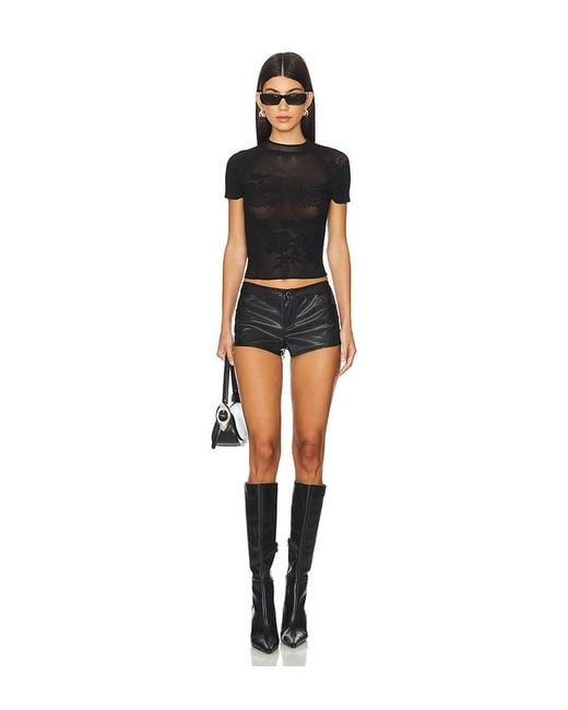 superdown Black Gianna Faux Leather Shorts