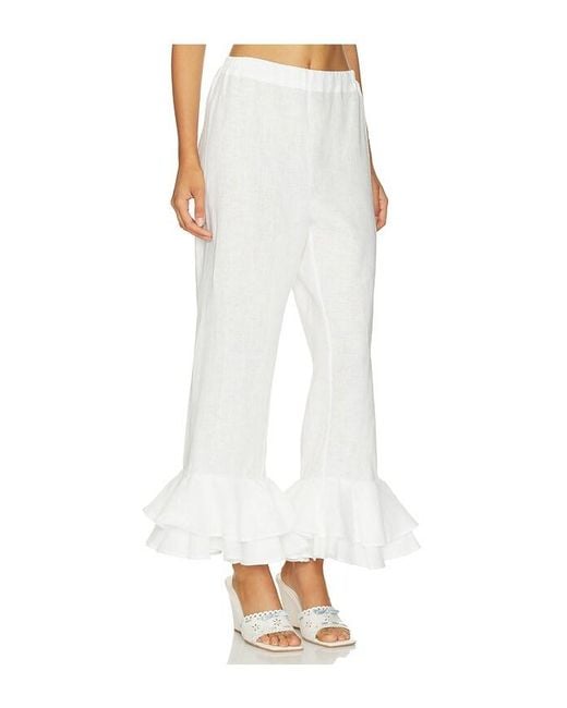 Sleeper White Cha-Cha Linen Lounge Pants With Headscarf