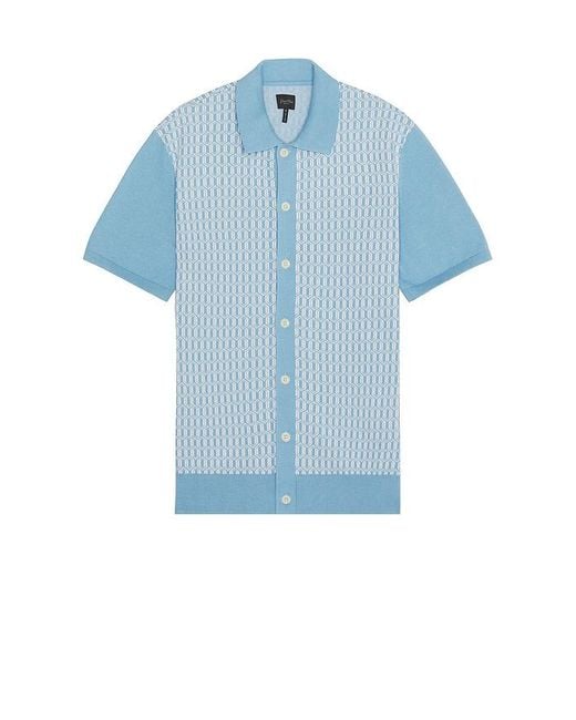 Good Man Brand Blue Essex Short Sleeve Geo Knit Shirt for men