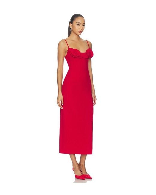 Magda Butrym Red Floral Applique Midi Dress