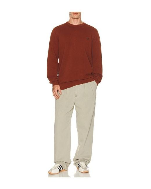 Fred Perry Red Pique Stitch Jumper for men