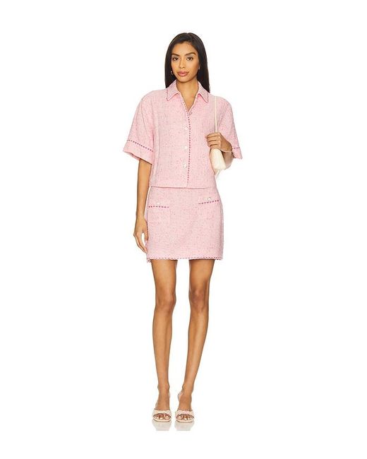 Jonathan Simkhai Pink Khloe Short Sleeve Button Down