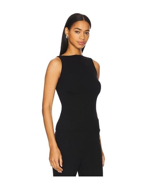 Enza Costa Black Silk Knit Sleeveless Boatneck Top