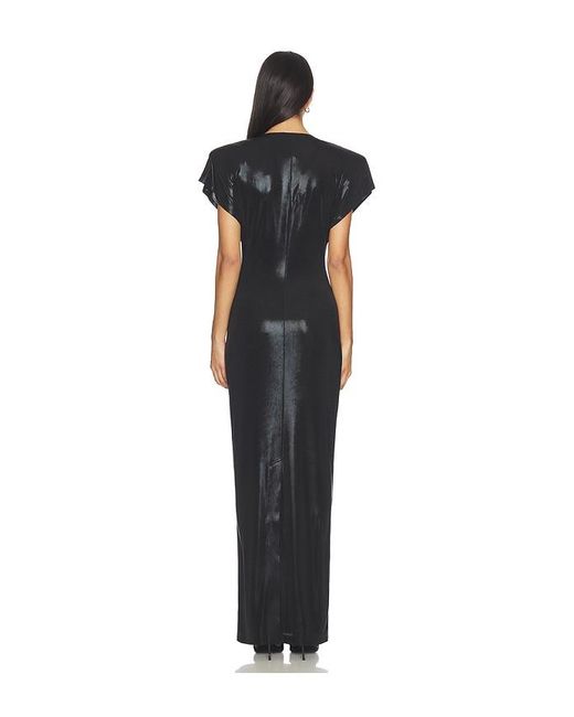 Norma Kamali Black Cap Sleeve Shoulder Pad Long Dress