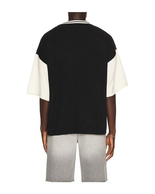 True Religion Black Knitted Oversized Polo for men
