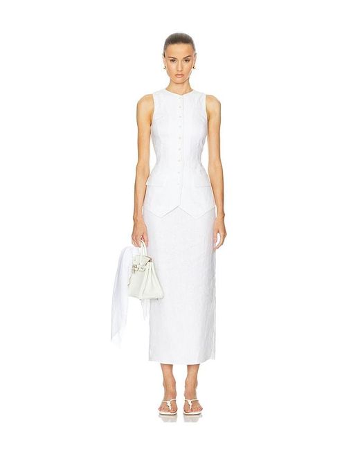Helsa White Linen Button Tunic
