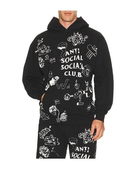ANTI SOCIAL SOCIAL CLUB Black Illustrated Hoodie for men