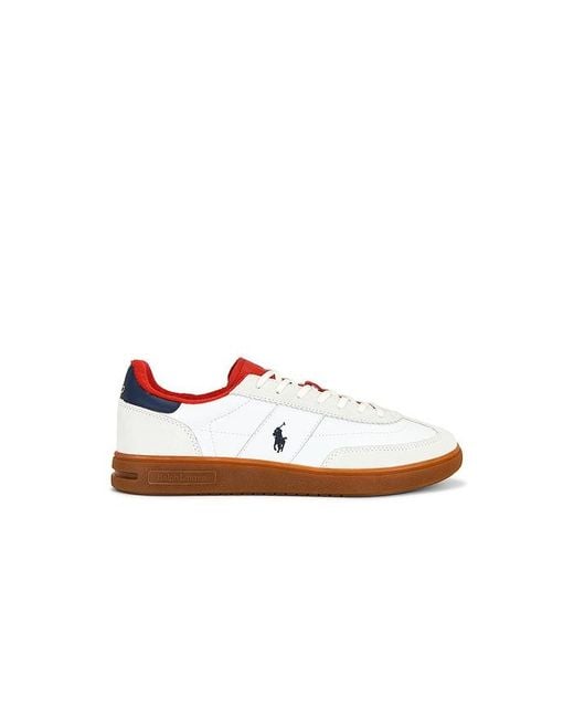 Polo Ralph Lauren White Bedford Leather & Suede Low Top Sneaker for men
