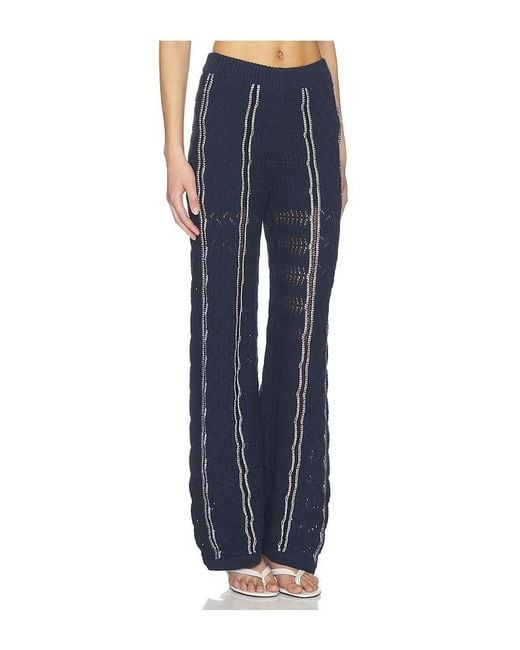 Central Park West Blue Amber Novelty Stitch Sweater Pant