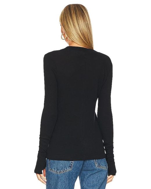 Enza Costa Black Cashmere Easy Cuffed U Top