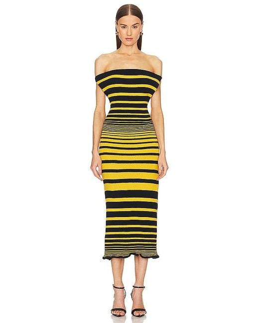 George Trochopoulos Yellow Caterpillar Midi Dress