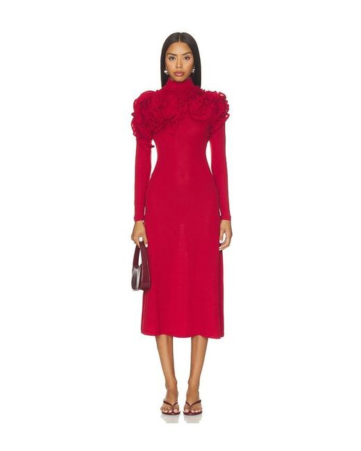 Ulla Johnson Red Solene Longsleeve Jersey Dress