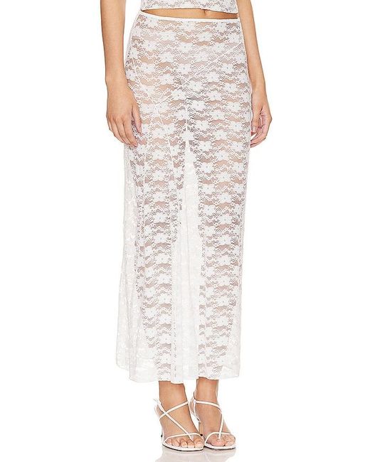 MAJORELLE White Alexa Sheer Midi Skirt
