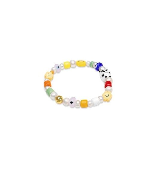 Nialaya Blue Panda Pearl Bracelet for men