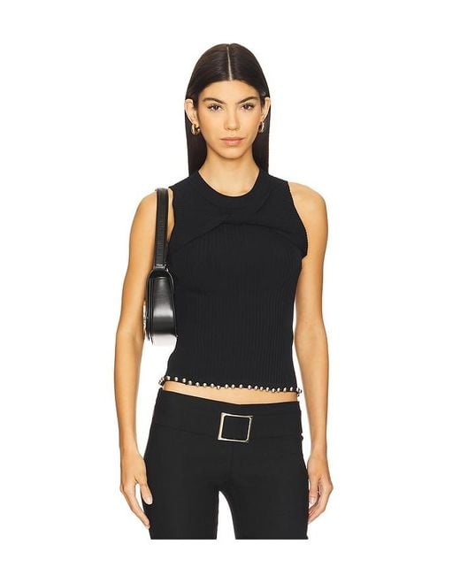 Top De Punto Con Parte Delantera Torcida. En Talla En PRIVATE POLICY de color Black