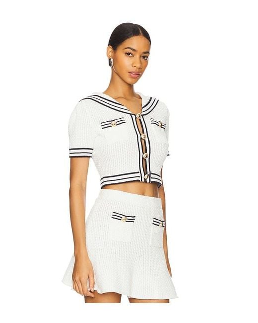 Self-Portrait White Textured Knit Top