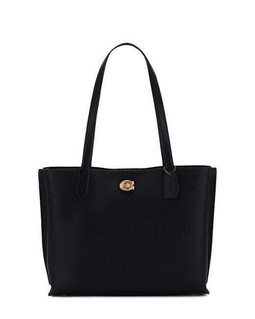 COACH Black Polished Pebble Leather Willow Tote 38