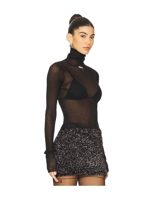 Gcds Black Celluloid Knit Turtleneck Top
