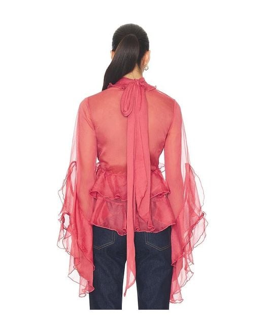 Bardot Red Anyssa Ruffle Blouse
