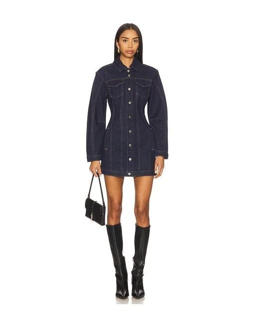 GOOD AMERICAN Blue Barrel Long Sleeve Mini Dress