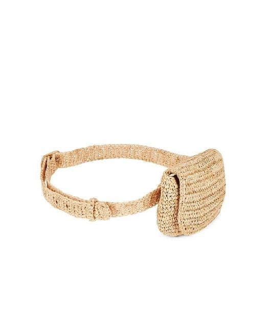 Hat Attack White Straw Belt Bag