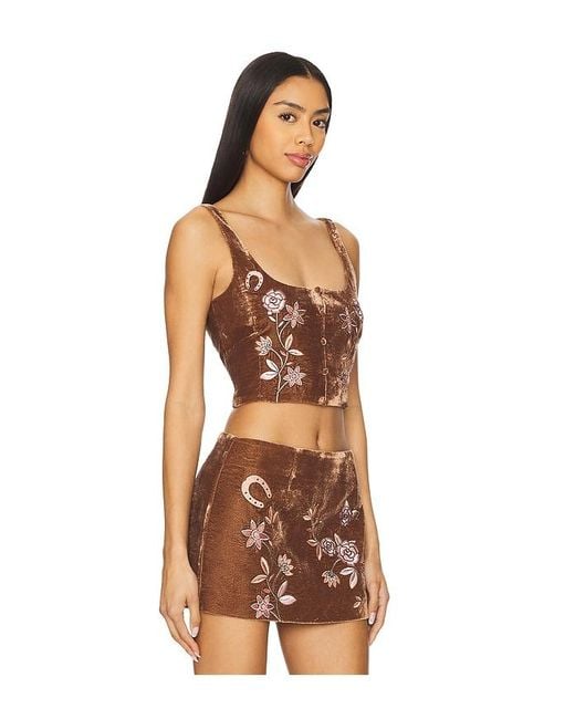 Leslie Amon Brown X Revolve Desert Top