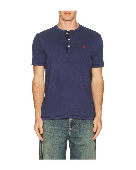 Polo Ralph Lauren Blue Short Sleeve Slub Jersey Henley Tee for men