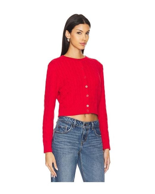 Frankie's Bikinis Red Dudley Cable Knit Cardigan