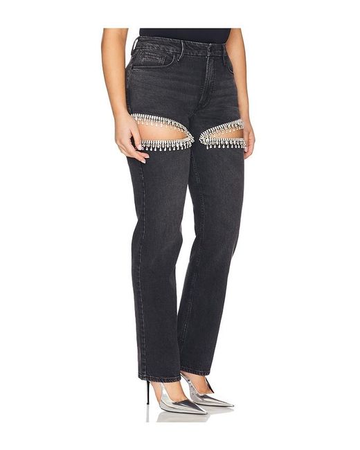 GOOD AMERICAN Black Good Icon Straight Diamond Jeans