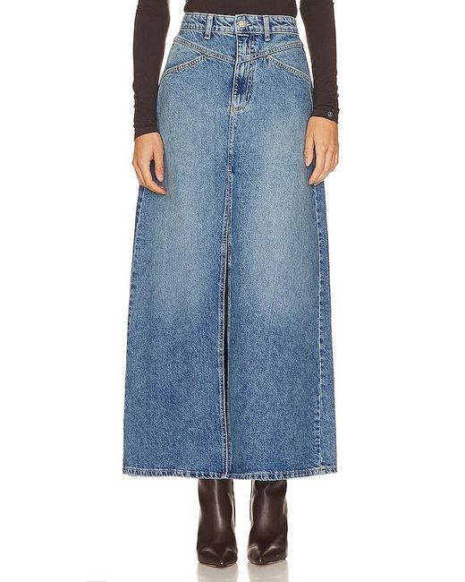 Free People Blue MAXIROCK AUS DENIM COME AS YOU ARE