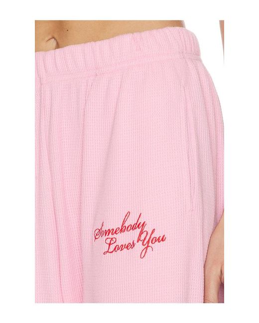 The Mayfair Group Pink Somebody Love You Wide Leg Sweatpants