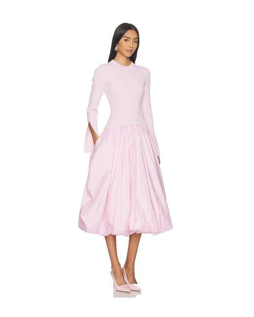 Jonathan Simkhai Pink Kenlie Long Sleeve Mock Neck Midi Dress